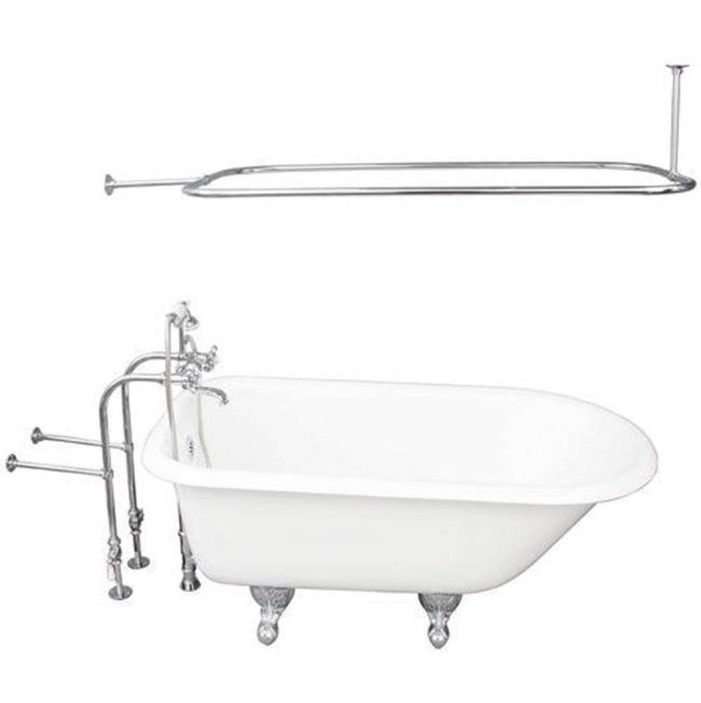 Tub Kit 54'' CI Roll Top, Shwr Rd,Filler,Supplies, Drain-Chrm