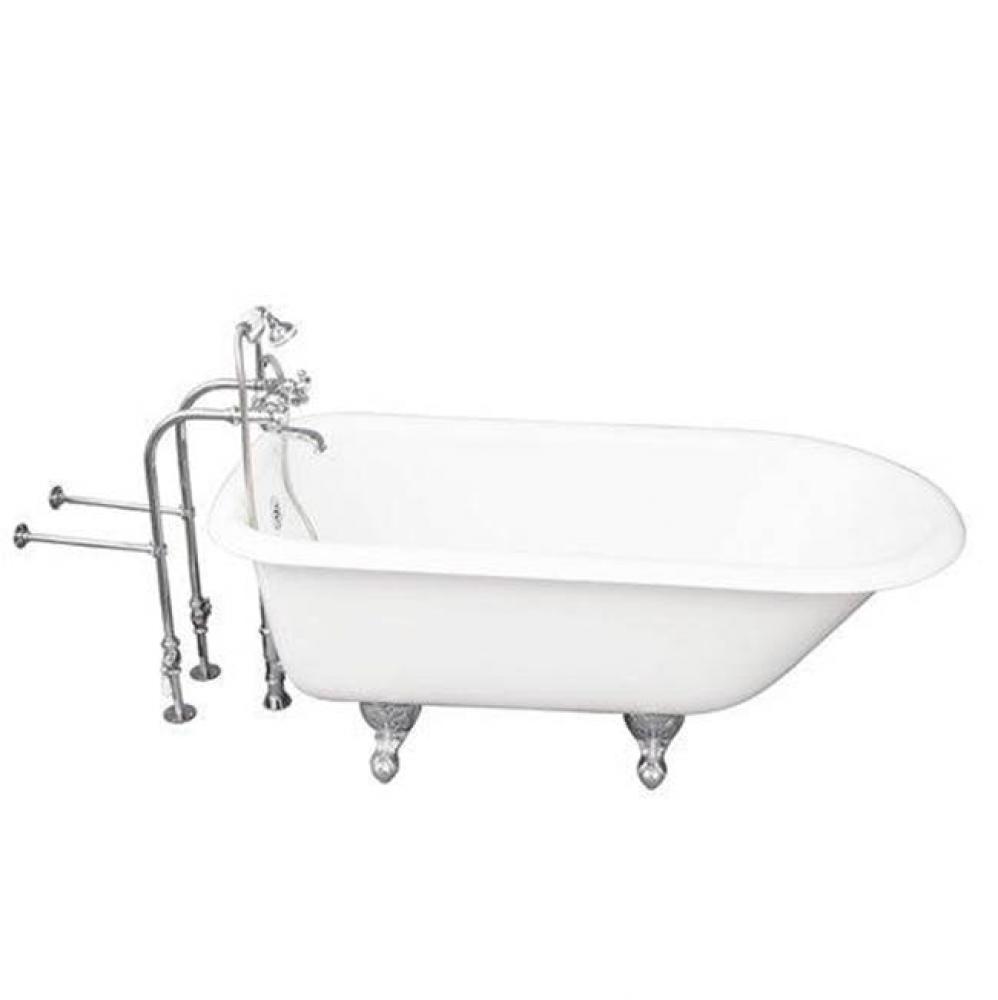Tub Kit 60'' CI Roll Top, Tub Filler, Supplies, Drain-Chrome