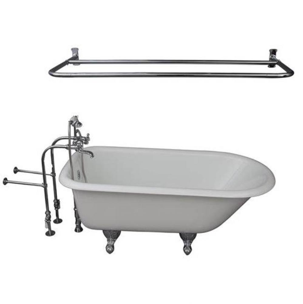 Tub Kit 60'' CI Roll Top, Shwr Rd,Filler,Supplies, Drain-Chrm