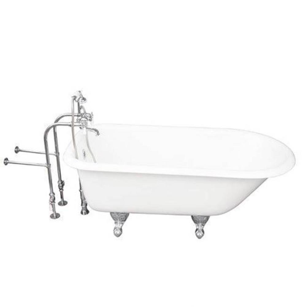Tub Kit 67'' CI Roll Top, Tub Filler, Supplies, Drain-Chrome