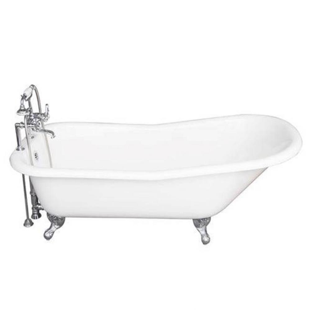 Tub Kit 67'' CI Slipper, Tub Filler, Supplies, Drain-Chrome