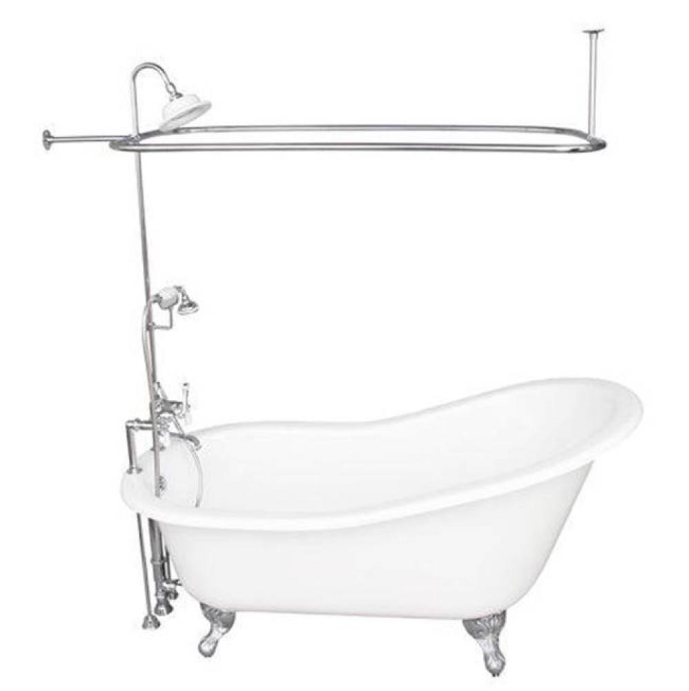 Tub Kit 67'' CI Slipper, Shwr Unit, Supplies, Drain-Chrome