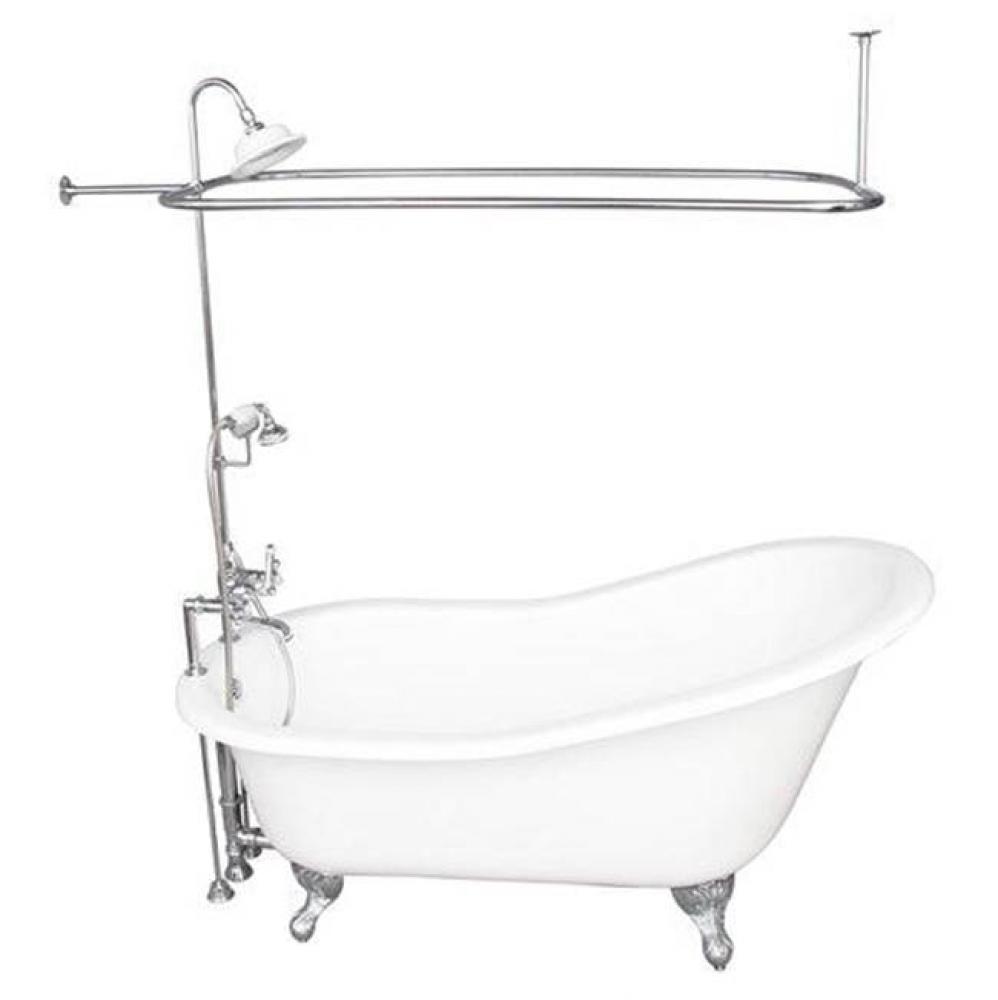 Tub Kit 67'' CI Slipper, Shwr Unit, Supplies, Drain-Chrome