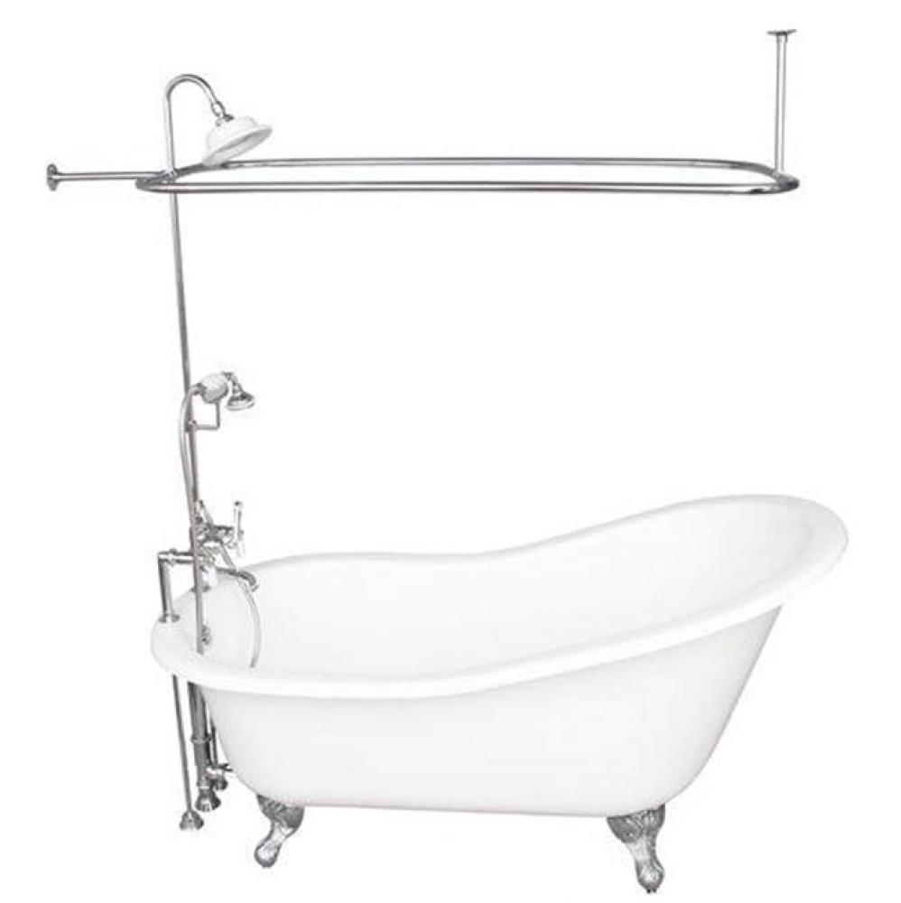 Tub Kit 60'' CI Slipper, Shwr Unit, Supplies, Drain-Chrome