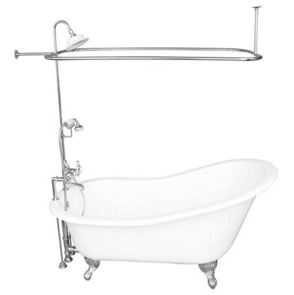 Tub Kit 60'' CI Slipper, Shwr Unit, Supplies, Drain-Chrome