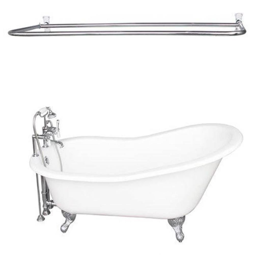 Tub Kit 60'' CI Slipper, Shwr Rd,Filler,Supplies, Drain-Chrm