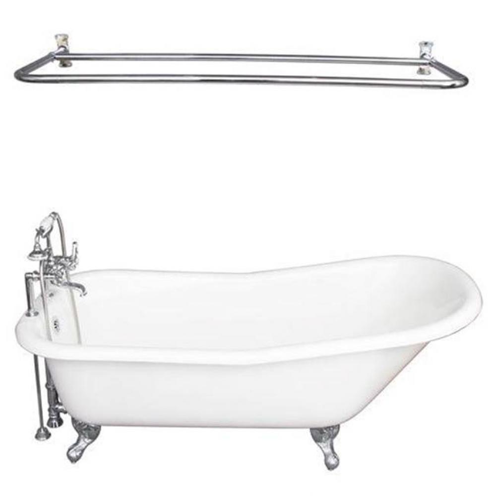 Tub Kit 60'' CI Slipper, Shwr Rd,Filler,Supplies, Drain-Chrm