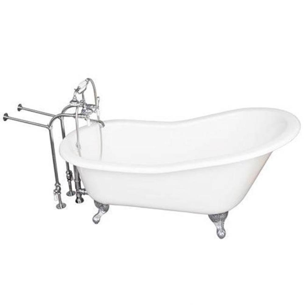 Tub Kit 60'' CI Slipper, Tub Filler, Supplies, Drain-Chrome