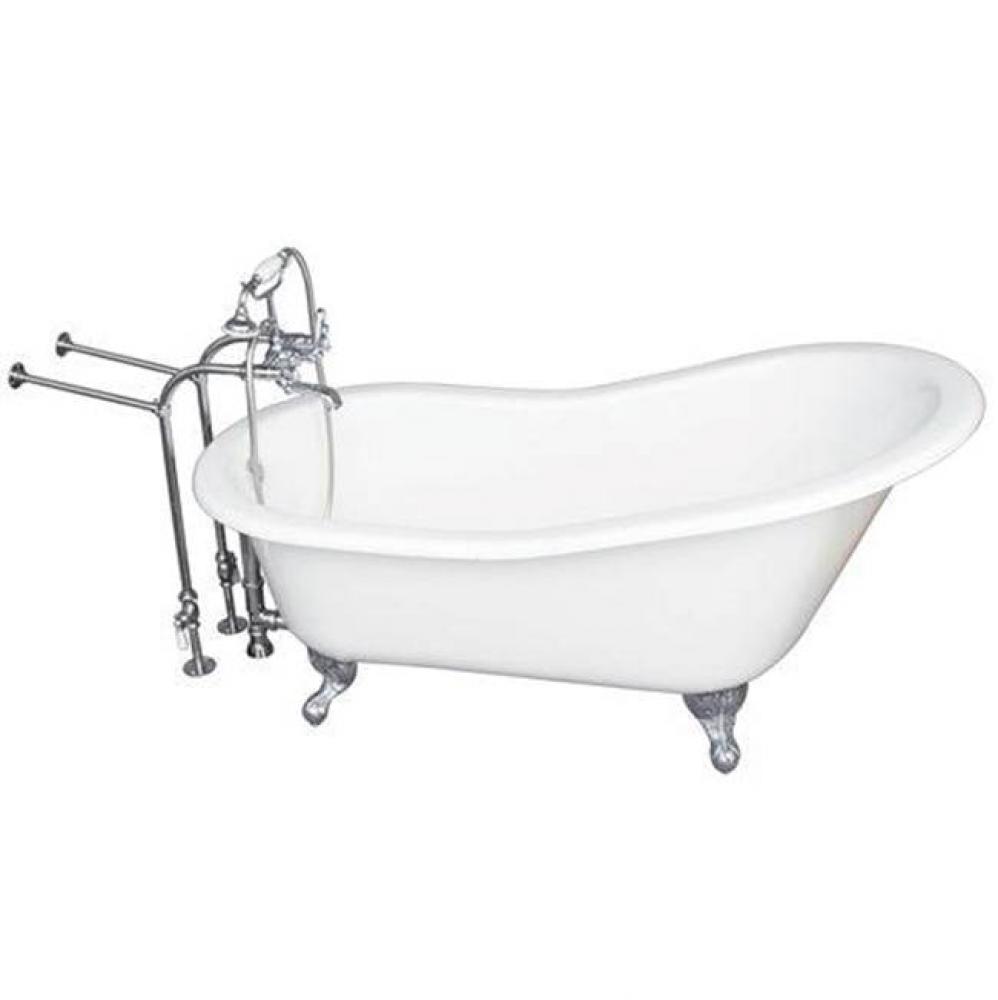 Tub Kit 60'' CI Slipper, Tub Filler, Supplies, Drain-Chrome