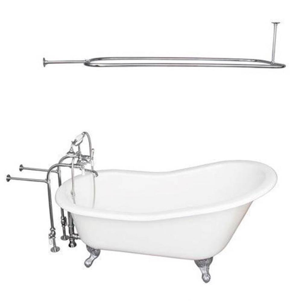 Tub Kit 60'' CI Slipper, Shwr Rd,Filler,Supplies, Drain-Chrm