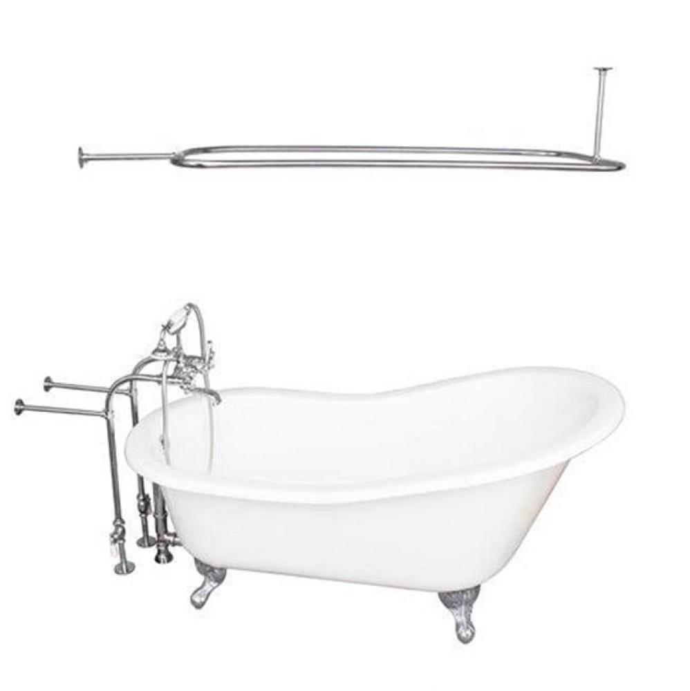 Tub Kit 60'' CI Slipper, Shwr Rd,Filler,Supplies, Drain-Chrm