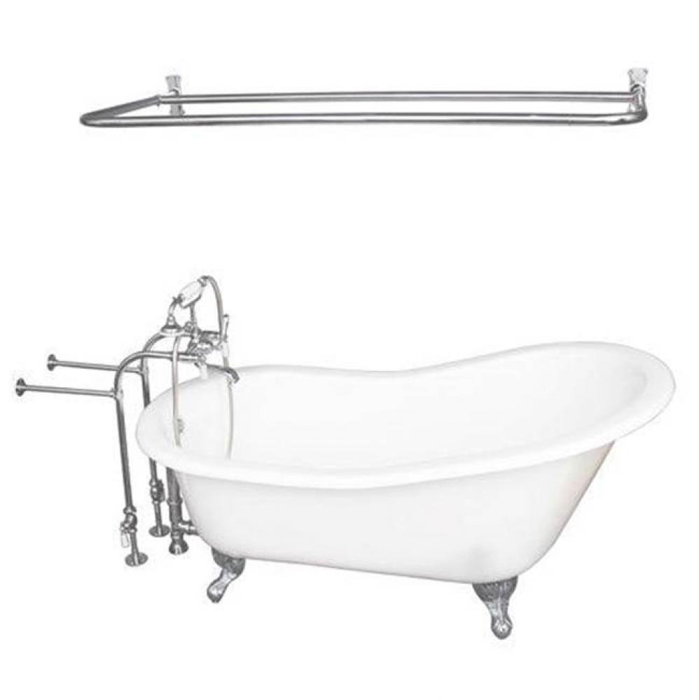 Tub Kit 60'' CI Slipper, Shwr Rd,Filler,Supplies, Drain-Chrm