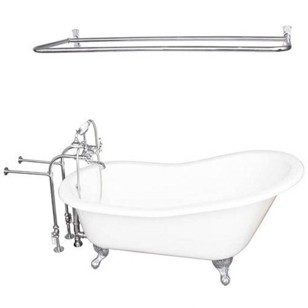 Tub Kit 60'' CI Slipper, Shwr Rd,Filler,Supplies, Drain-Chrm