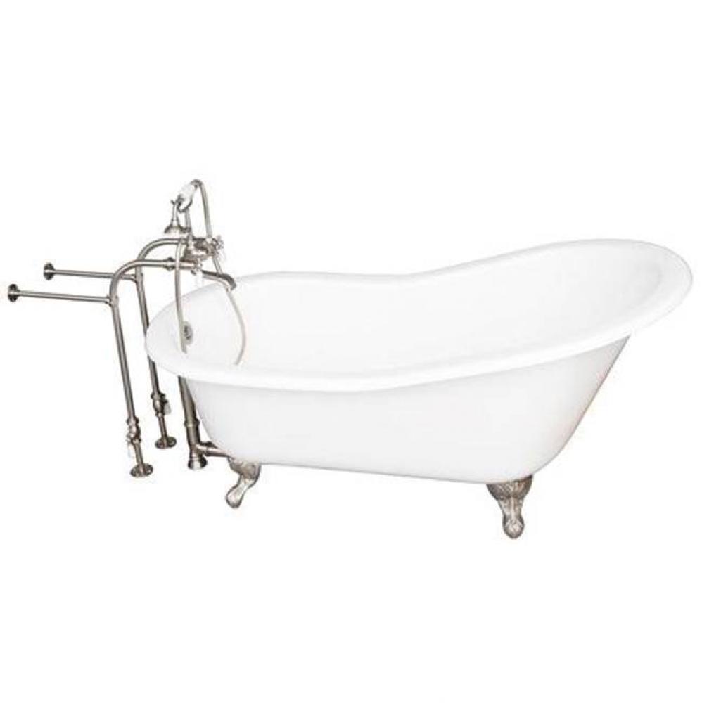 Tub Kit 60'' CI Slipper, Tub Filler, Supplies, Drain-BrNkl