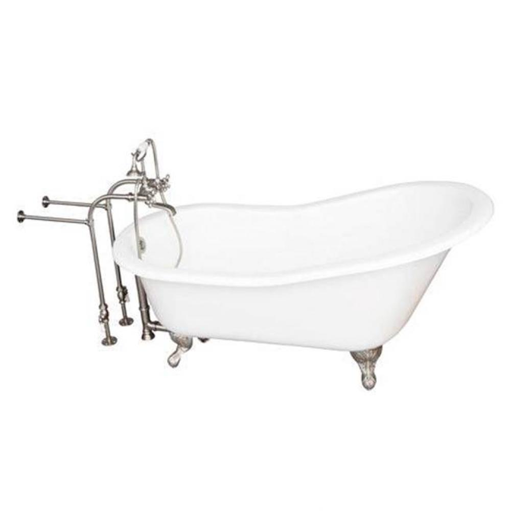 Tub Kit 60'' CI Slipper, Tub Filler, Supplies, Drain-BrNkl