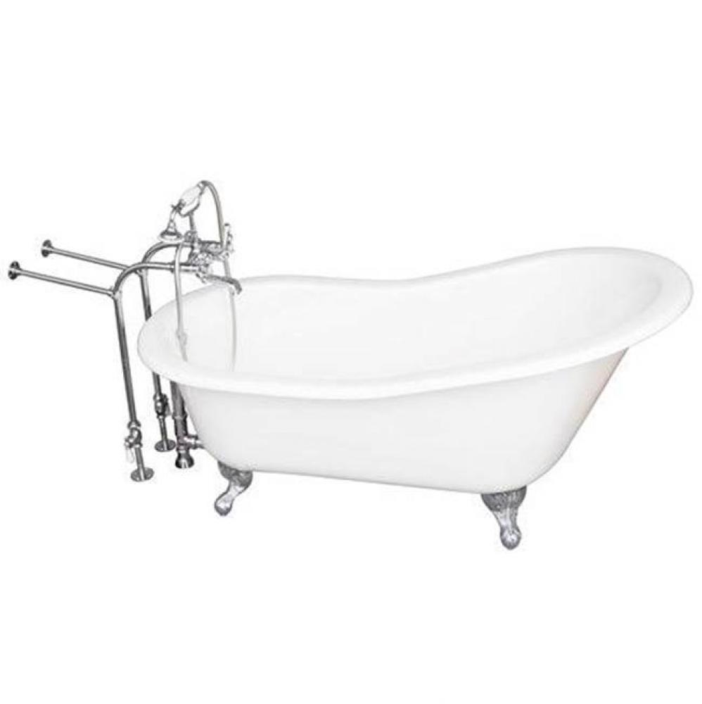 Tub Kit 67'' CI Slipper, Tub Filler, Supplies, Drain-Chrome