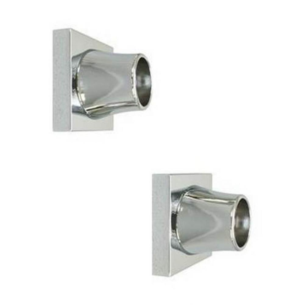 Decorative Square Flange 1'', Pair, Polished Chrome