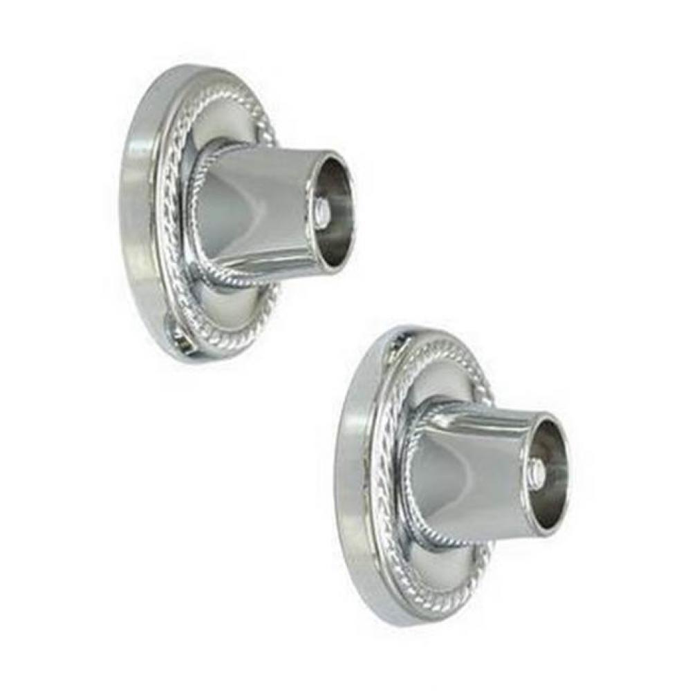 Decorative Round Flange 1'', Pair, Polished Chrome