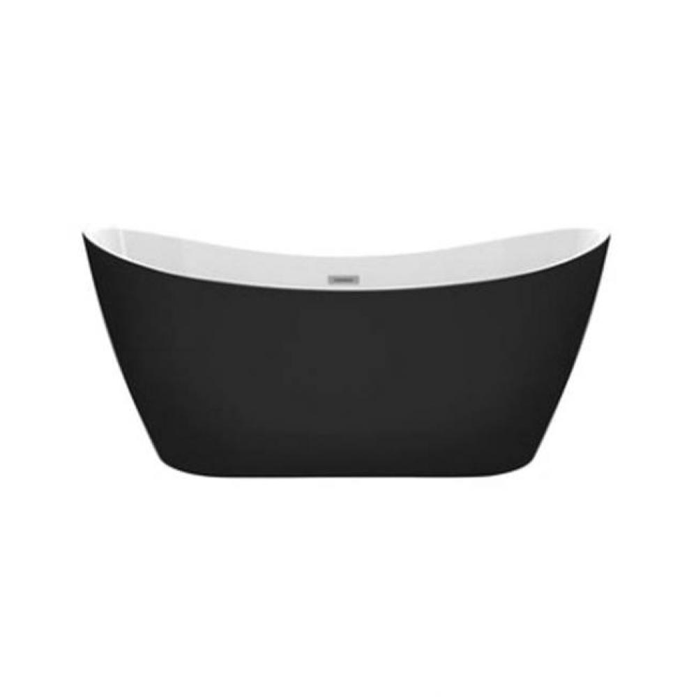 Nairobi 67''AC Tub Matte Black W/Internal Drain & OF Chrome