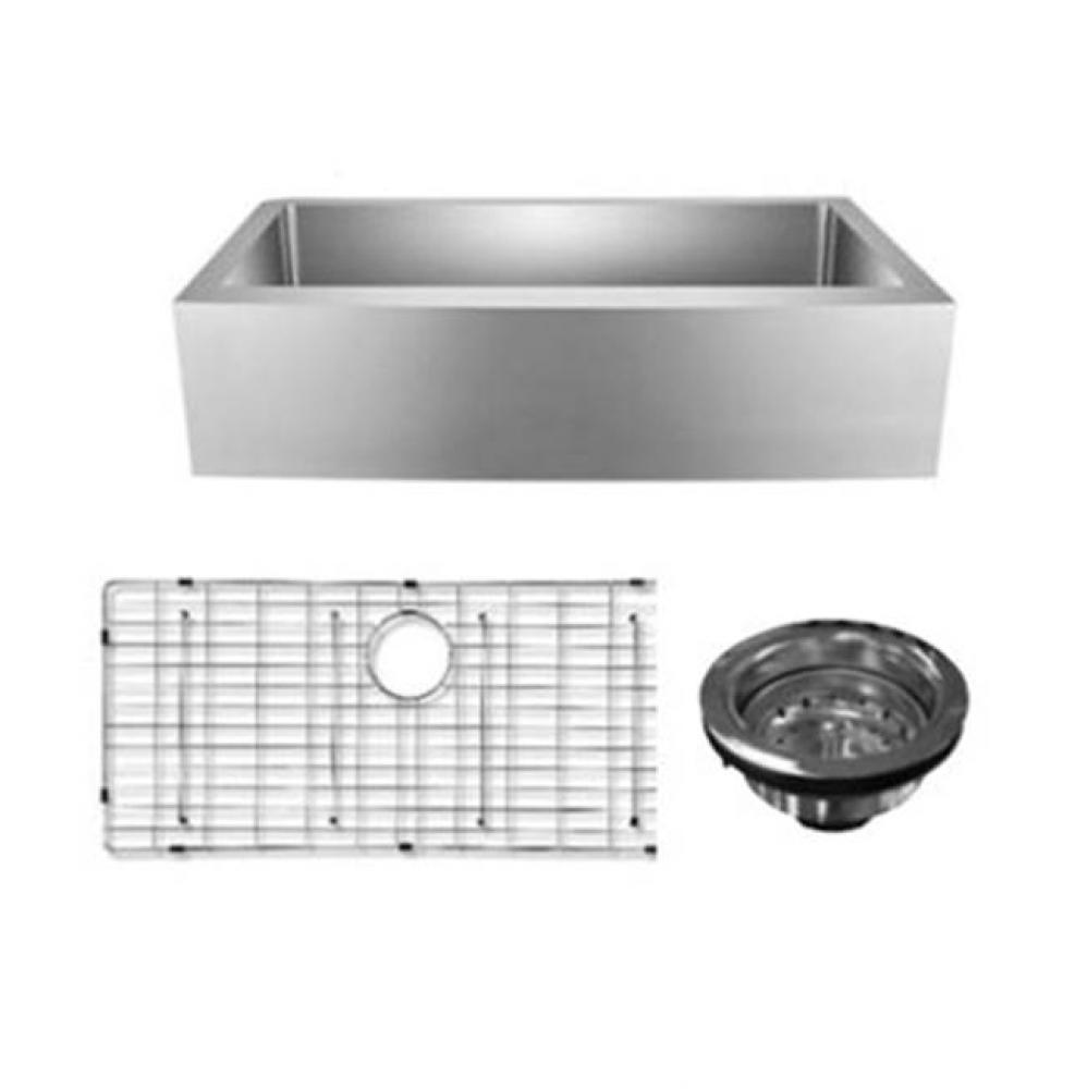 Amanda 33'' GOLD SS Curved Sink w/GOLD Wiregrid & Strainer