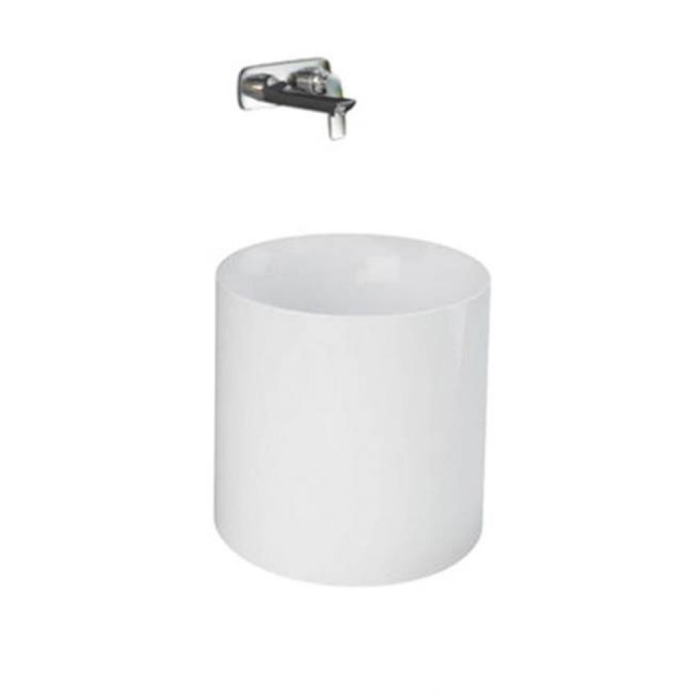 Petite 14'' Round Vessel, No faucet holes, White