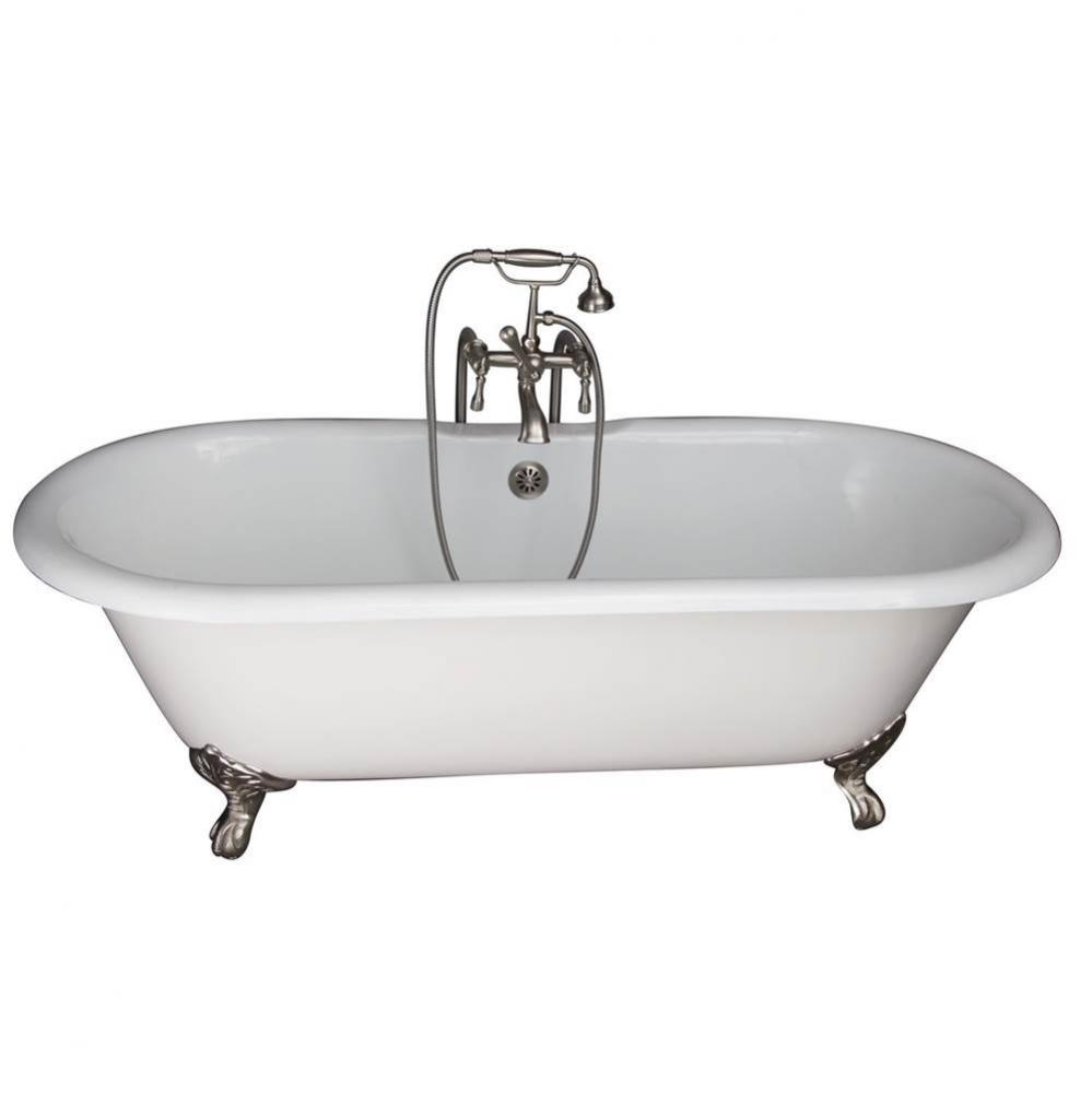 Tub Kit 67'' CI Dbl Roll Top Filler, Supplies, Drain-BrNkl