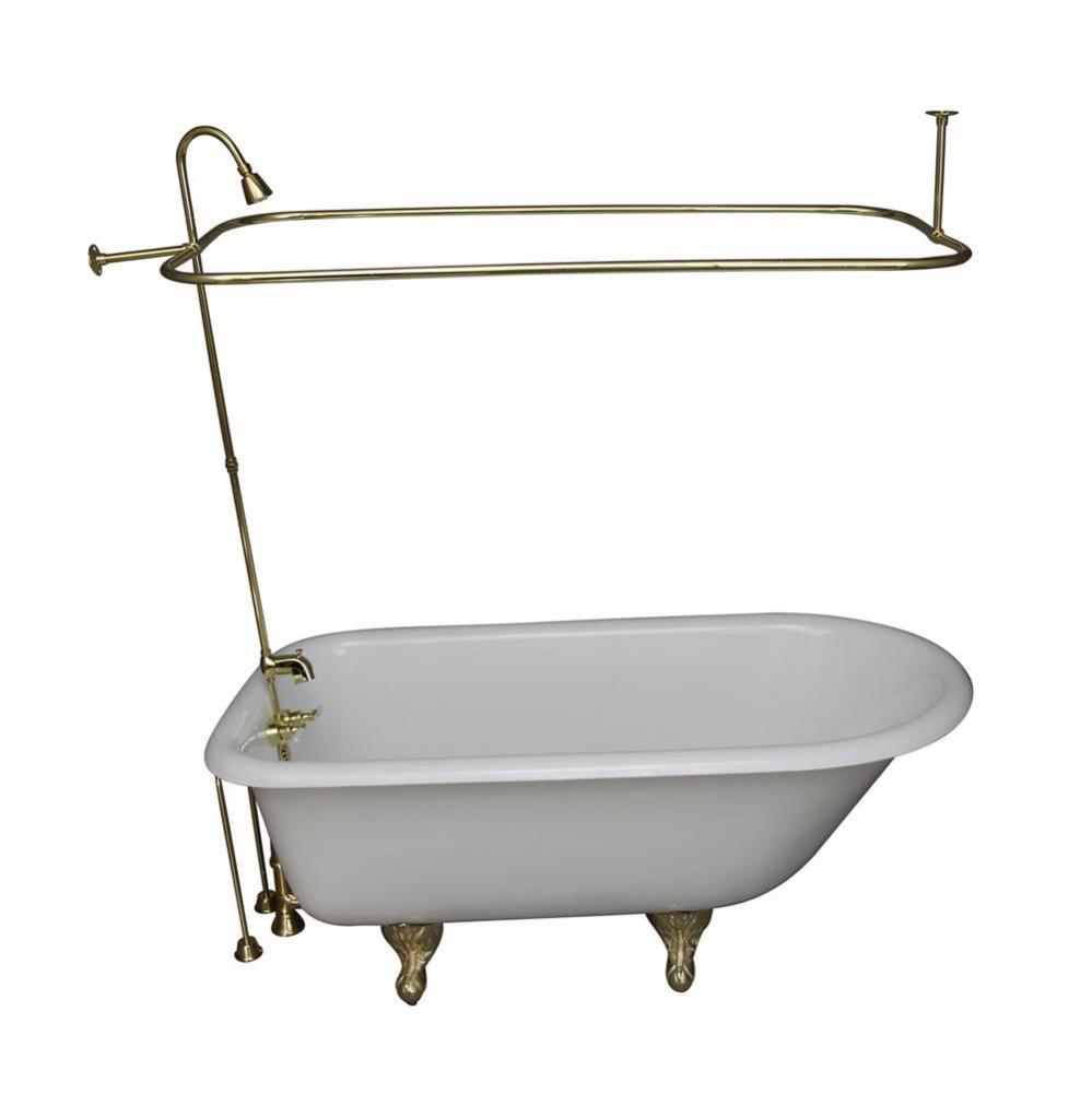 Tub Kit 60'' CI Roll Top,Shower Unit, Supplies, Drain-PB