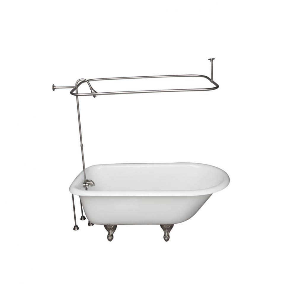 Tub Kit 60'' CI Roll Top,Shower Unit, Supplies, Drain-BN