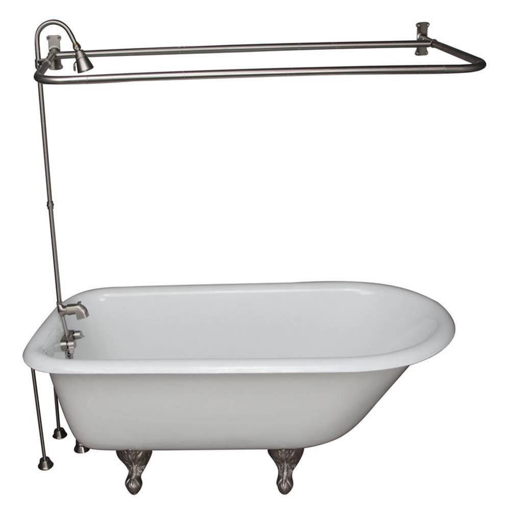 Tub Kit 60'' CI Roll Top,Shower Unit, Supplies, Drain-BN