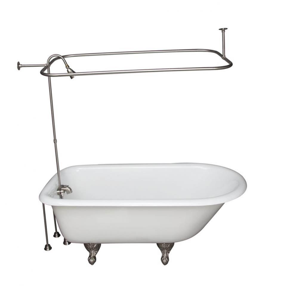 Tub Kit 67'' CI Roll Top,Shower Unit, Supplies, Drain-BrNkl