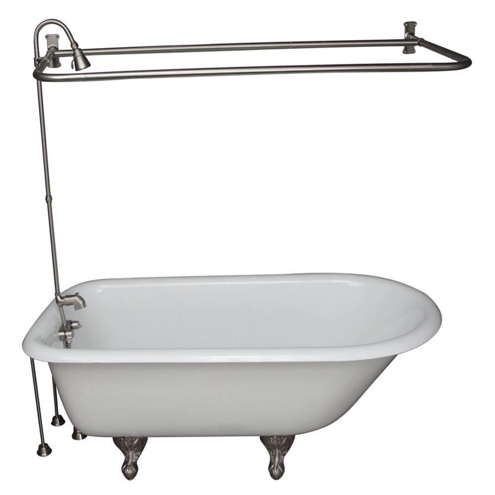 Tub Kit 67'' CI Roll Top,Shower Unit, Supplies, Drain-BrNkl