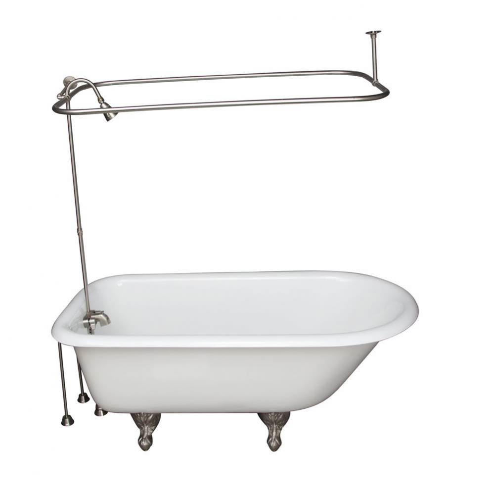 Tub Kit 67'' CI Roll Top,Shower Unit, Supplies, Drain-BrNkl
