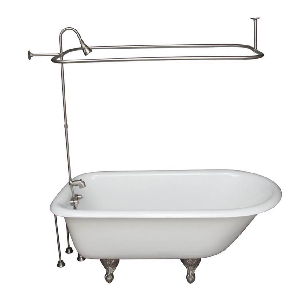 Tub Kit 67'' CI Roll Top,Shower Unit, Supplies, Drain-BrNkl