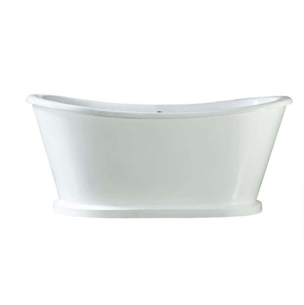 Raynor Cast Iron Bateau tub 66 No Faucet Holes, White