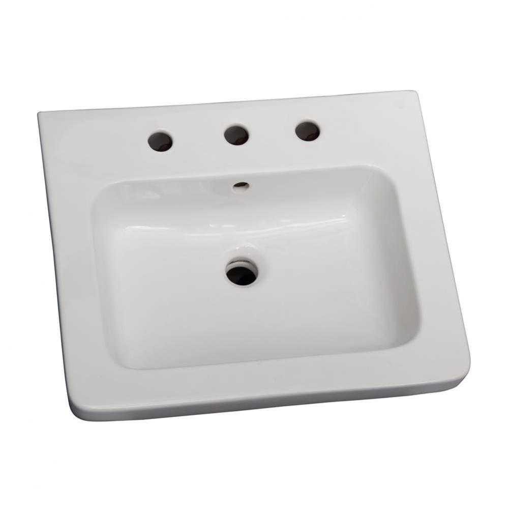 Resort 650 Wall-Hung Basin, White-8'' Widespread