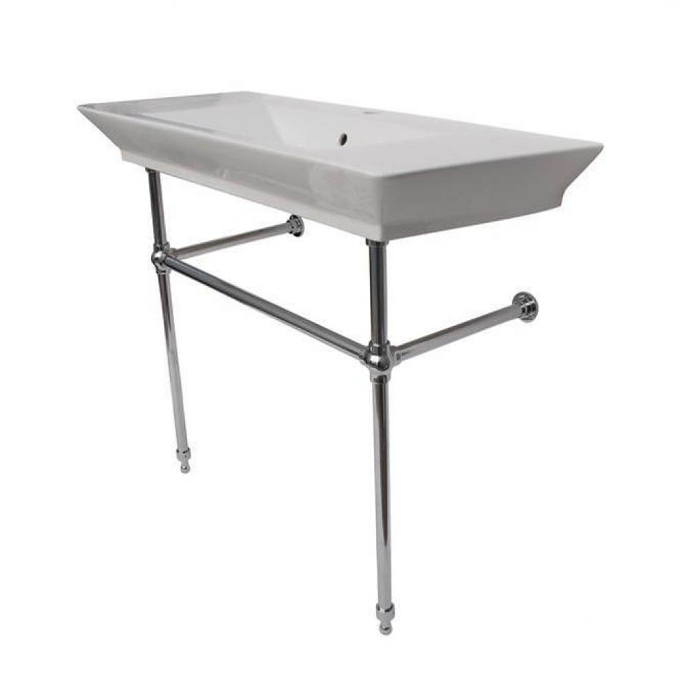 Opulence Console 39-1/2'', Rect Bowl, 8'' WS, White, CP Stand