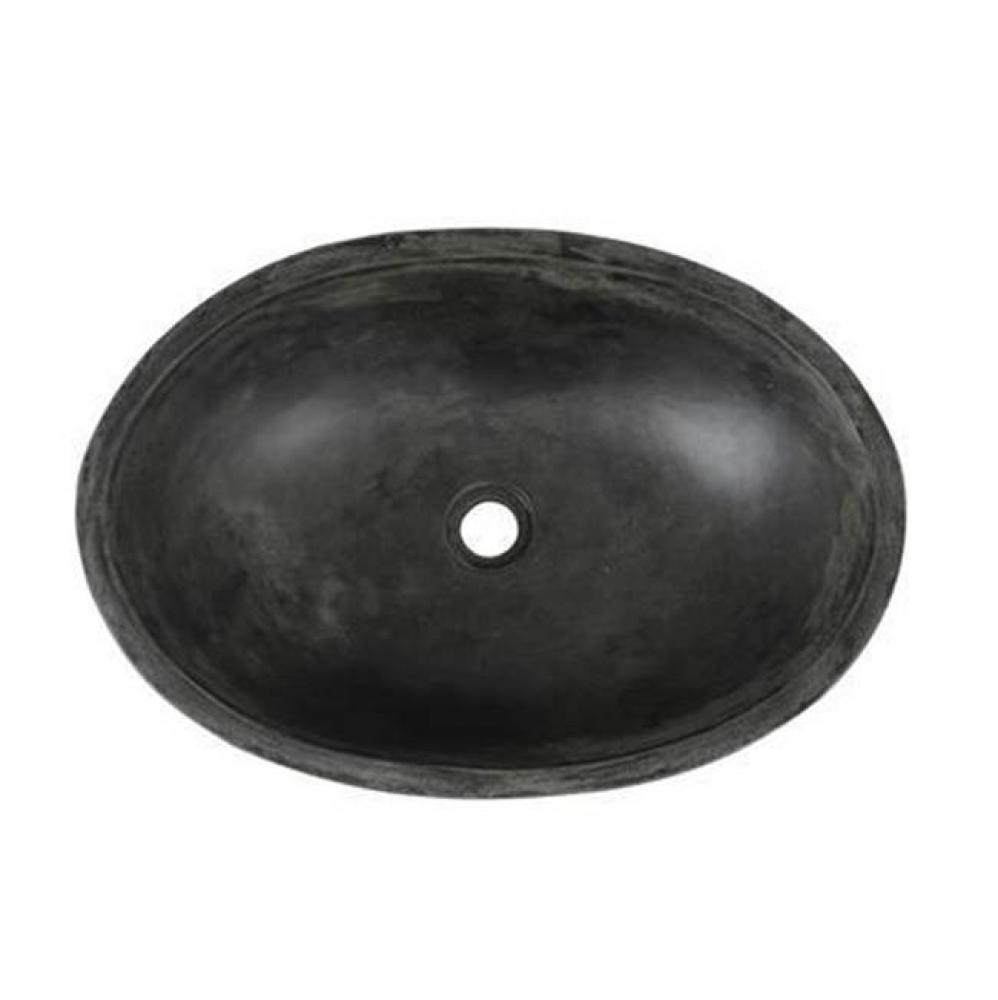 Caspar Small Oval Cement Vessel, Dusk Gray