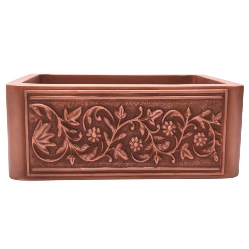 Cilantro 30'' Embossed Single Bwl Copper Apron Front Sink-SAC
