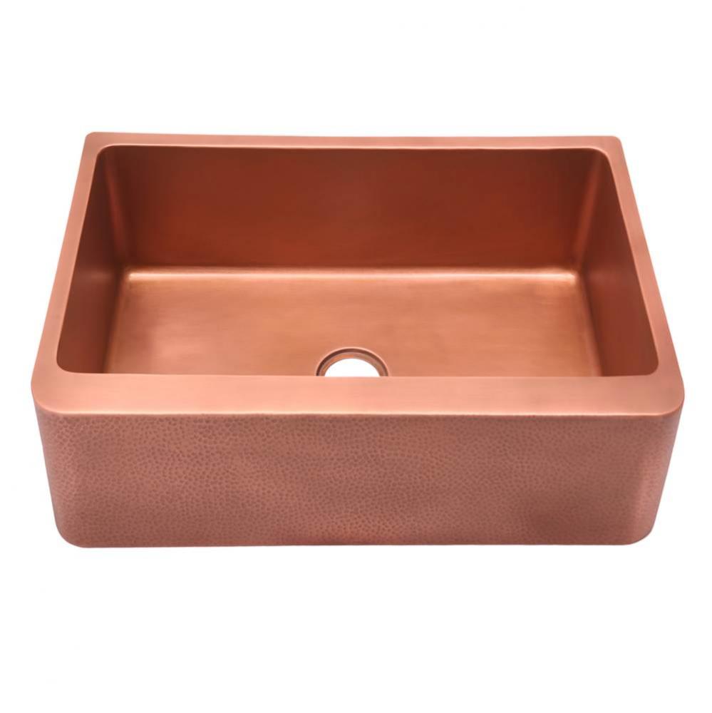 Barroca 30'' Copper Apron Front Sink w Ham Exterior, Smooth Int-AC
