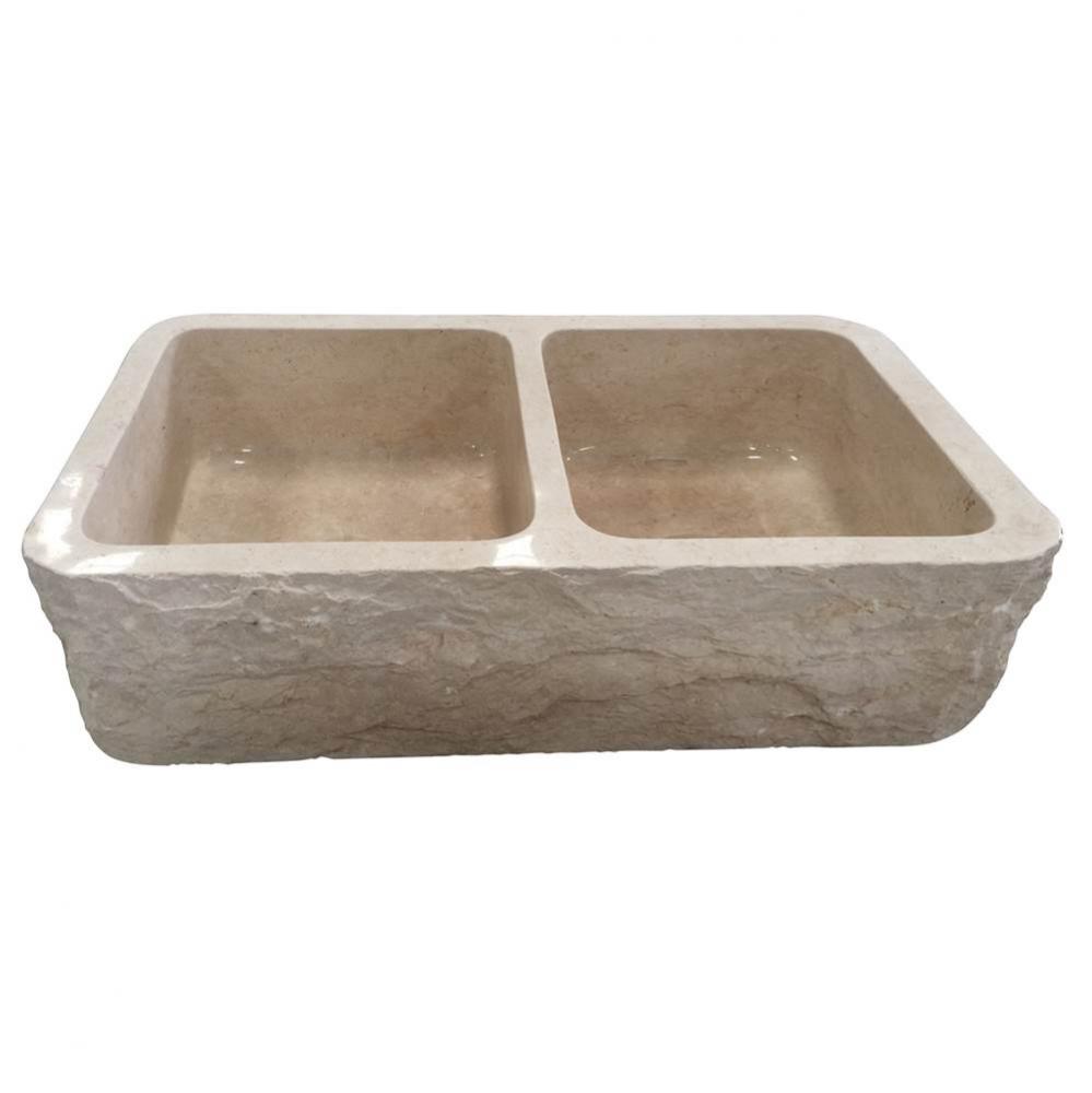 Rushmore Db Bowl Marble Farme Sink w/Chiseled Apron MPGA,33''
