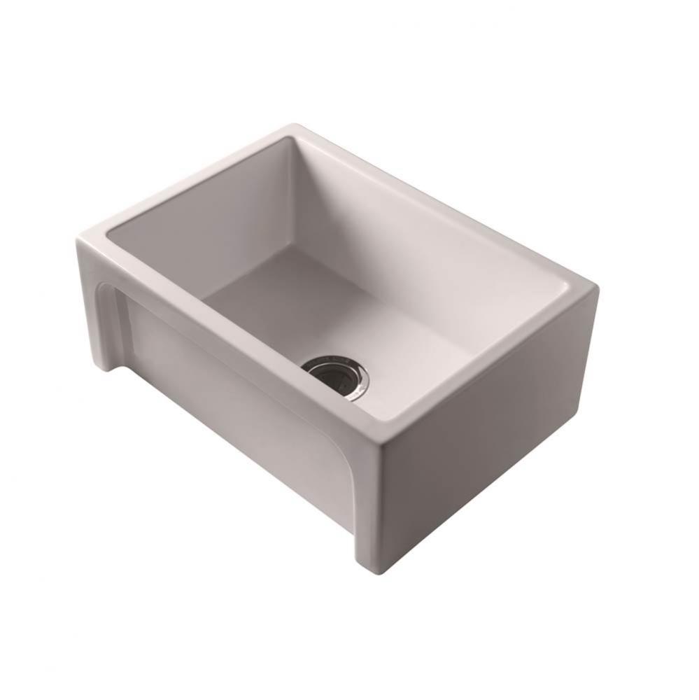 Carmon 24'' Single Bowl Fire Clay Apron Front Sink, Bisque