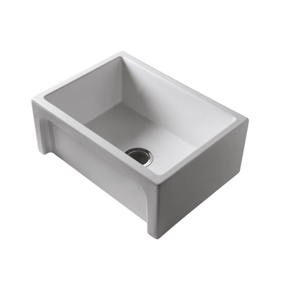 Carmon 24'' Single Bowl Fire Clay Apron Front Sink, White