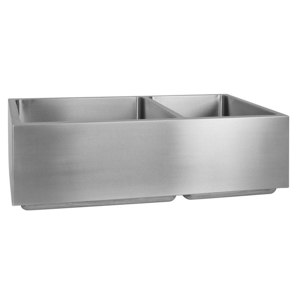 Coriander 33'' Stainless Steel 60/40 Dbl Bowl Apron Front Sink
