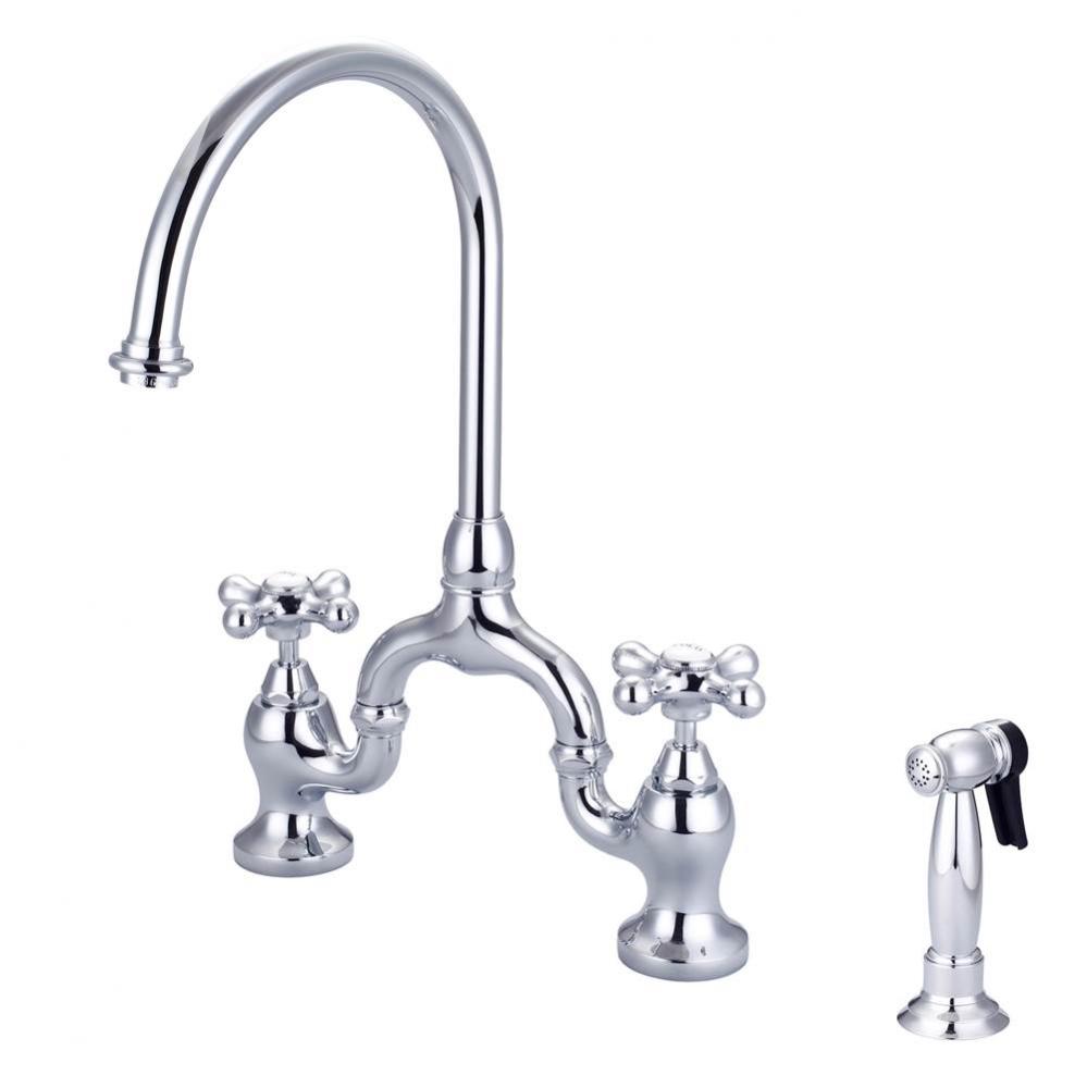 Banner Kitchen Bridge Faucet w Sidespray & Metal Cros Han, CP