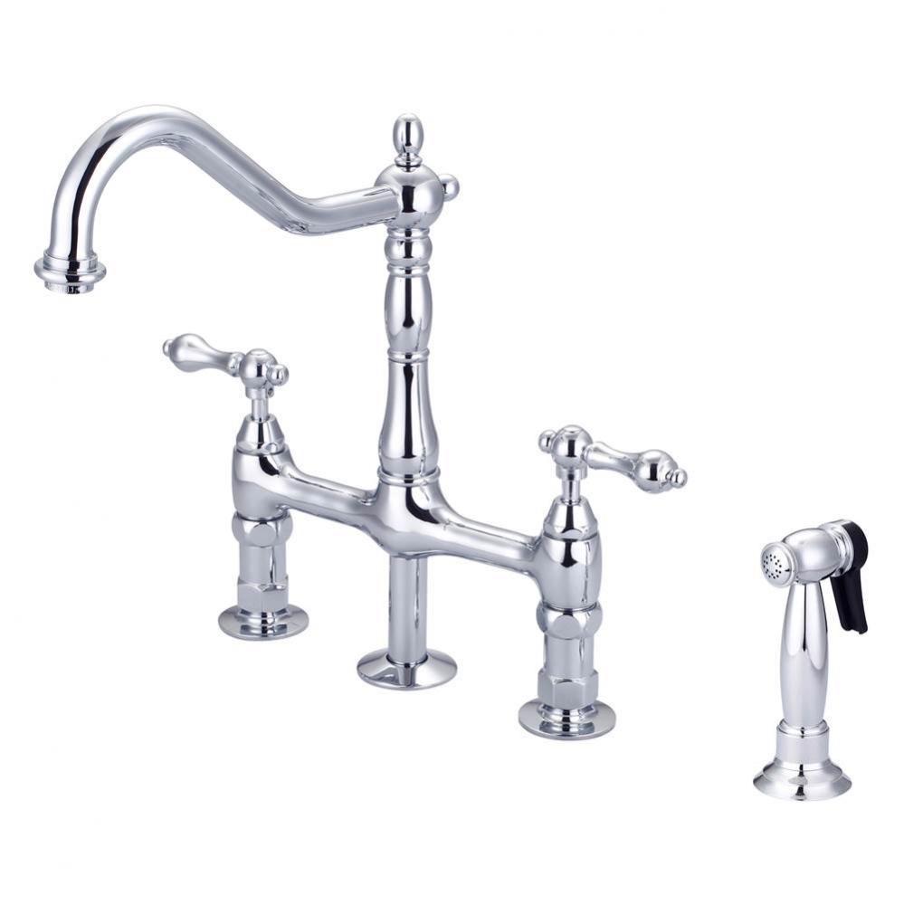 Emral Kitchen Bridge Faucet Sidespray & Metal Lever Hdl,CP