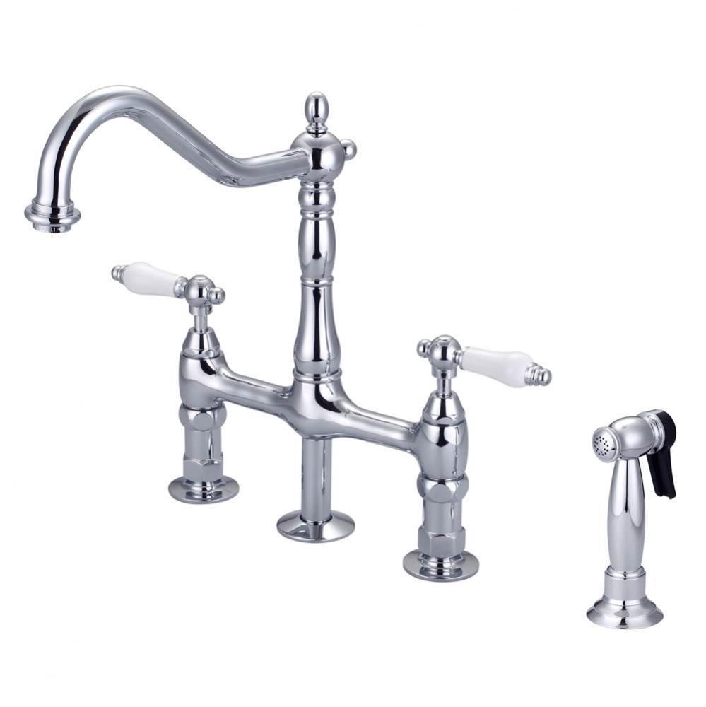 Emral Kitchen Bridge Faucet Sidespray & Porce Lever Hdl,CP