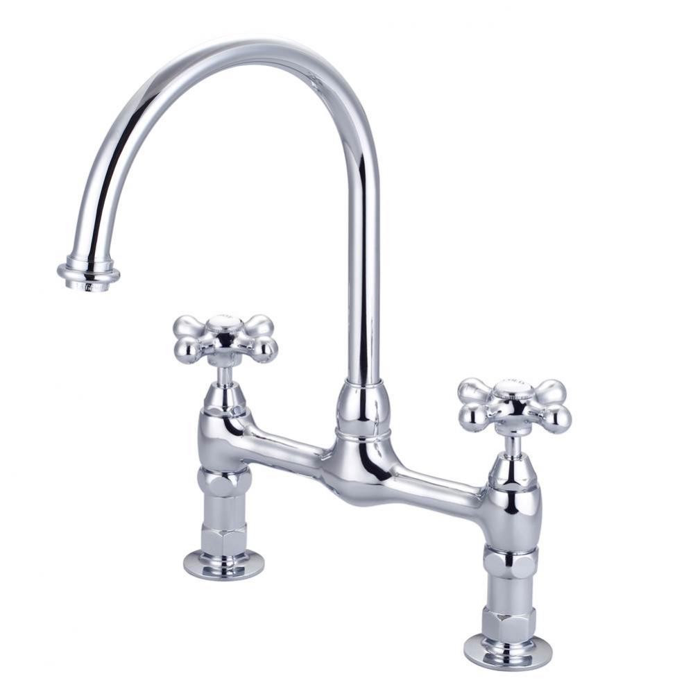 Harding Kitchen Bridge Faucet Metal Cross Handles,CP