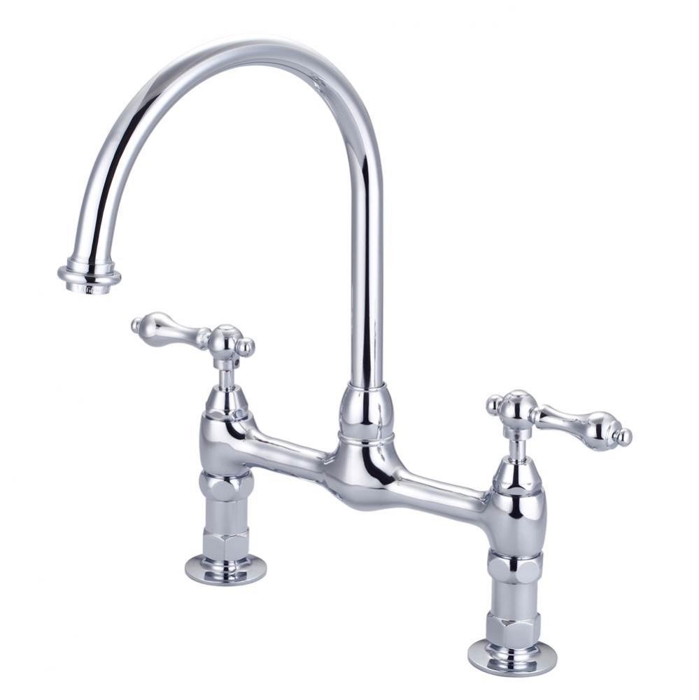 Harding Kitchen Bridge Faucet Metal Lever Handles,CP