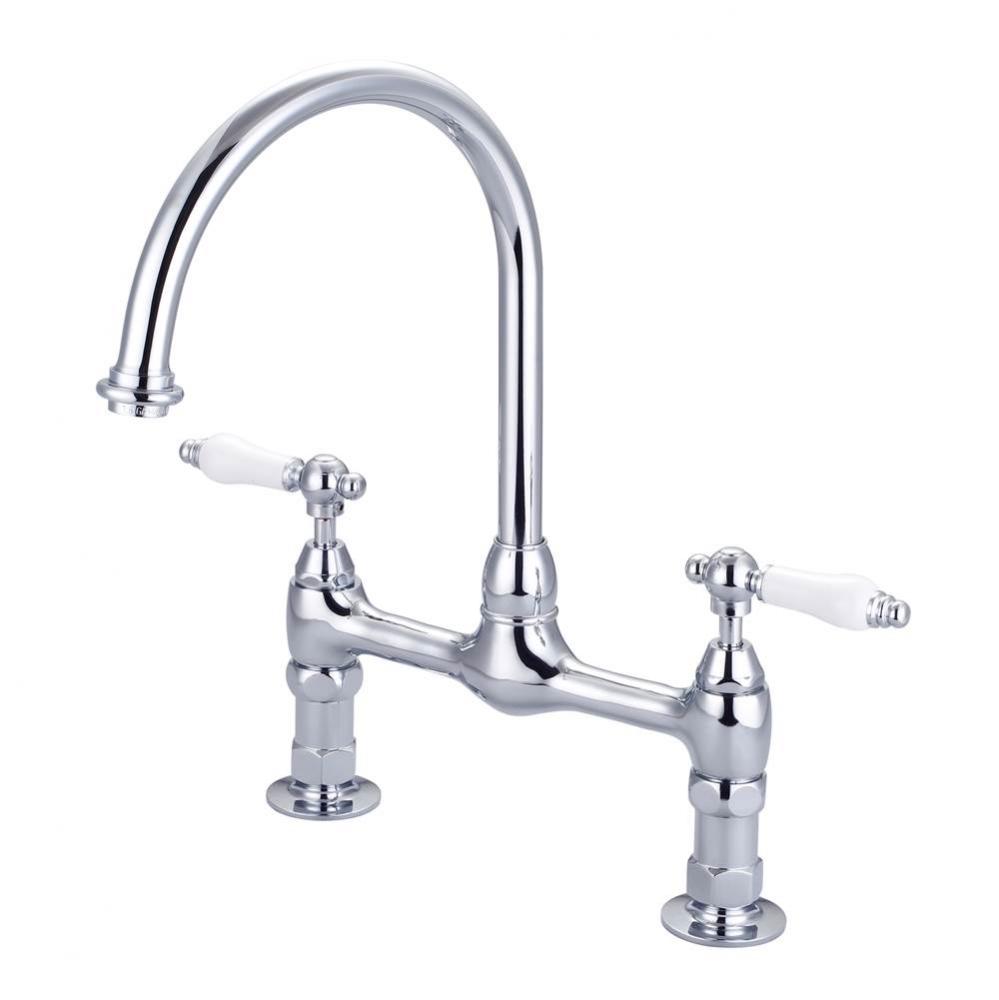 Harding Kitchen Bridge Faucet Porcelain Lever Han,CP