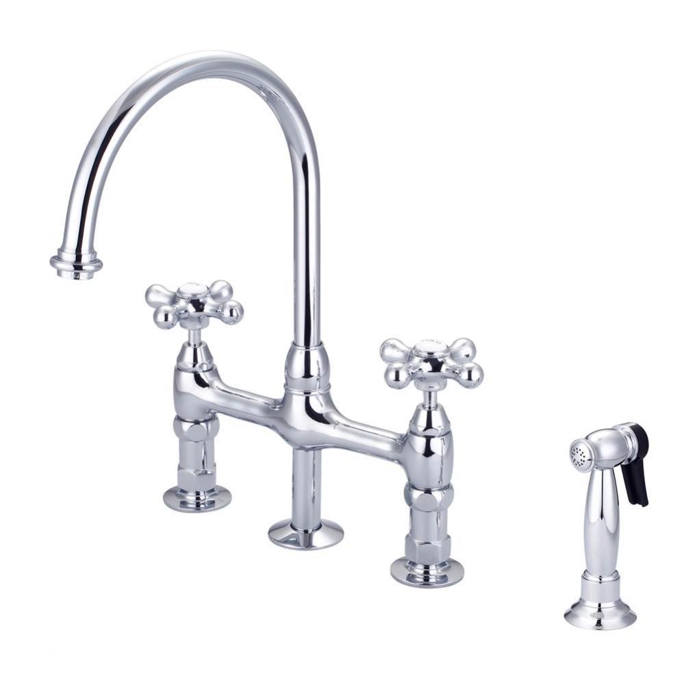 Harding Kitchen Bridge Faucet Sidespray & Metal Cross Hdl,CP